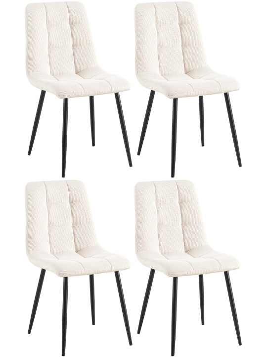 Lot de 4 chaises de salle à manger Tilde Cord, crème