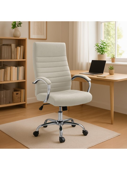 Chaise de bureau tissu Valais, crème