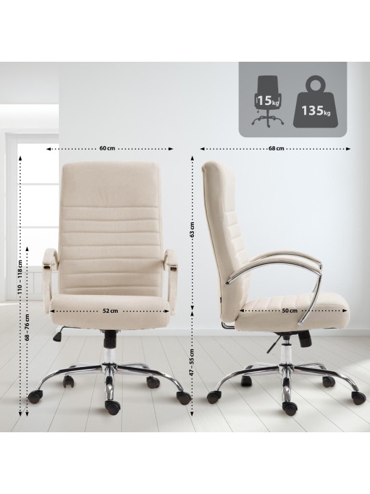 Chaise de bureau tissu Valais, crème