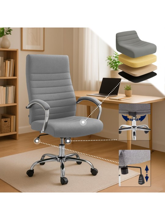 Chaise de bureau tissu Valais, gris