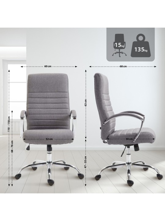 Chaise de bureau tissu Valais, gris