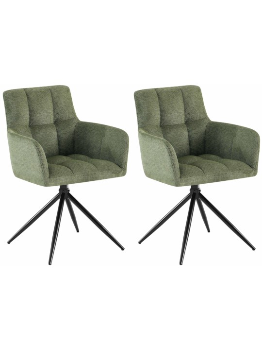 Lot de 2 chaises de salle à manger Jonah tissu, vert