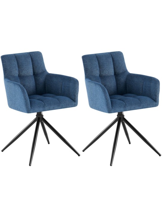 Lot de 2 chaises de salle à manger Jonah tissu, bleu foncé