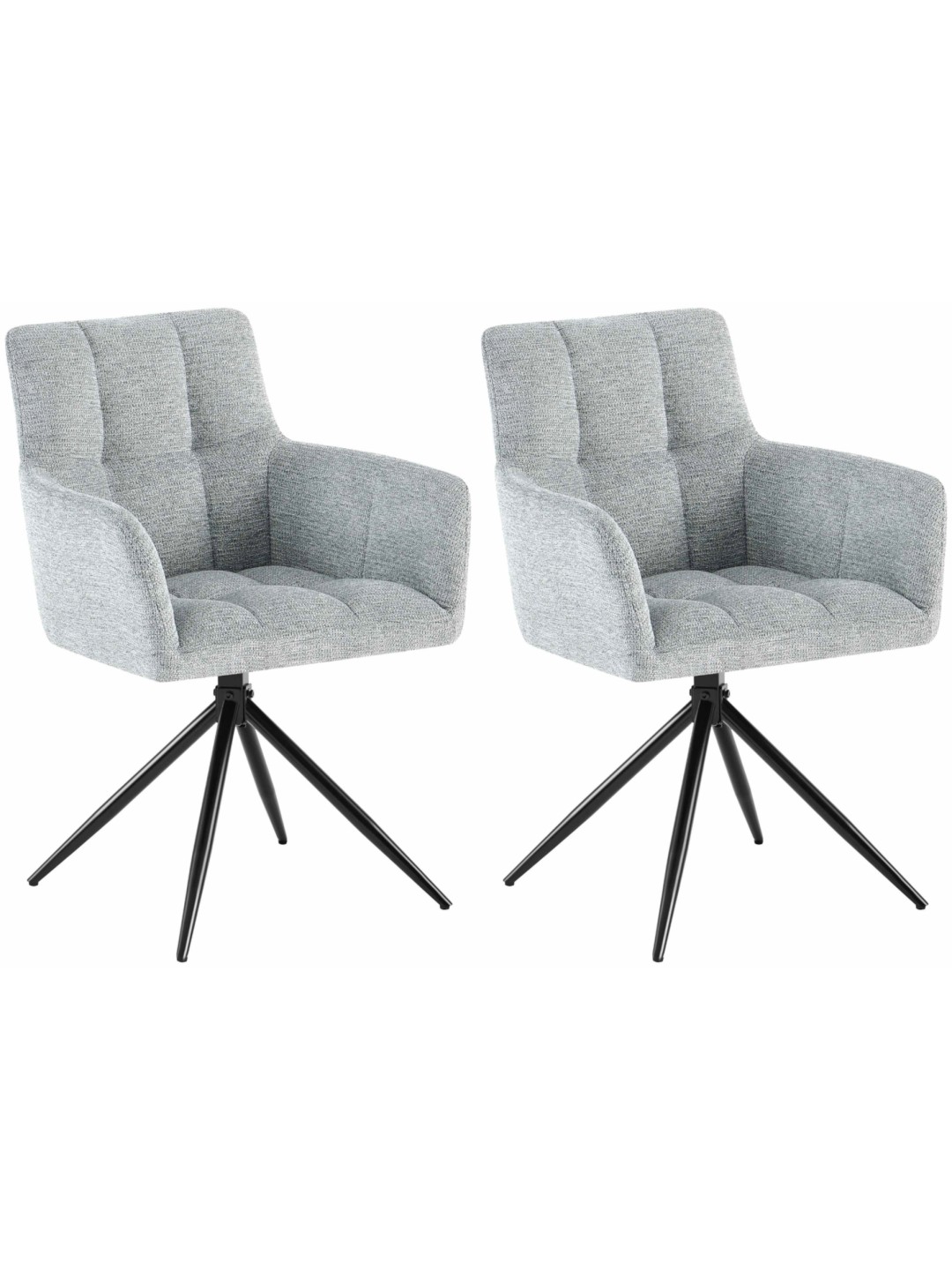 Lot de 2 chaises de salle à manger Jonah tissu, gris clair