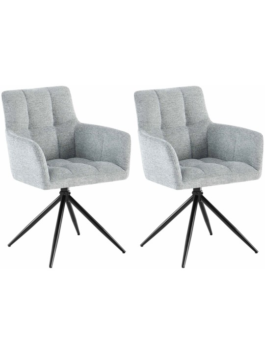 Lot de 2 chaises de salle à manger Jonah tissu, gris clair