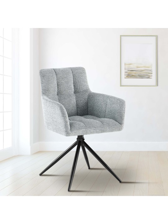 Lot de 2 chaises de salle à manger Jonah tissu, gris clair