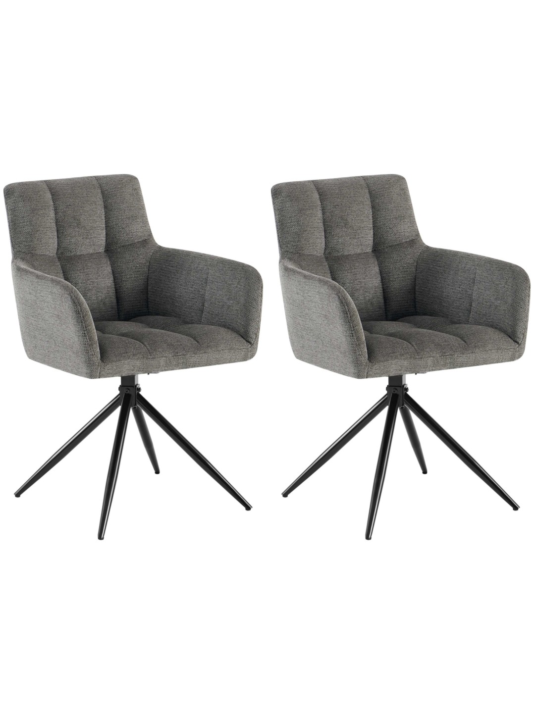 Lot de 2 chaises de salle à manger Jonah tissu, gris foncé