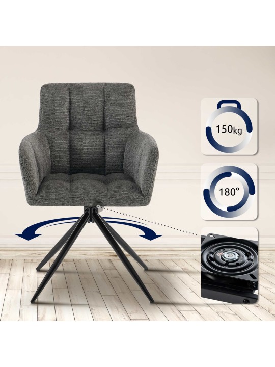 Lot de 2 chaises de salle à manger Jonah tissu, gris foncé Lot de 2 chaises de salle à manger Jonah tissu, gris foncé