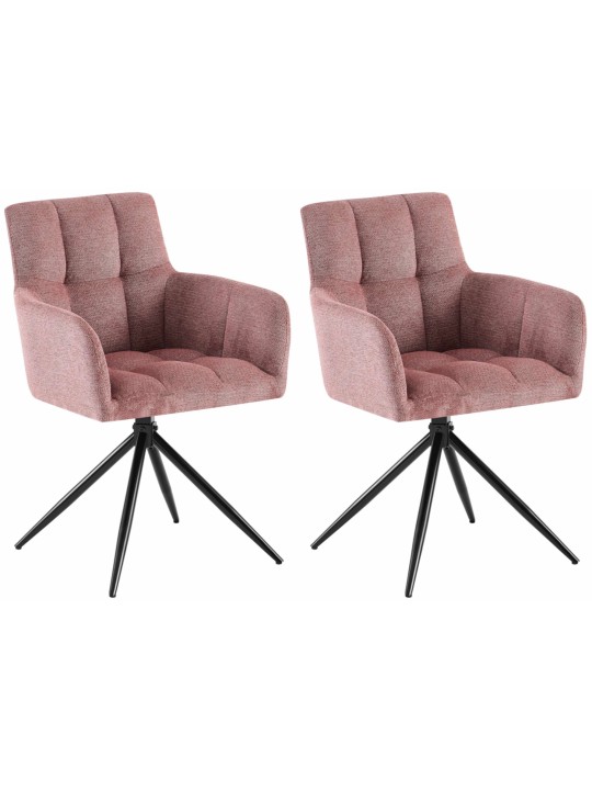 Lot de 2 chaises de salle à manger Jonah tissu, rouge rubis
