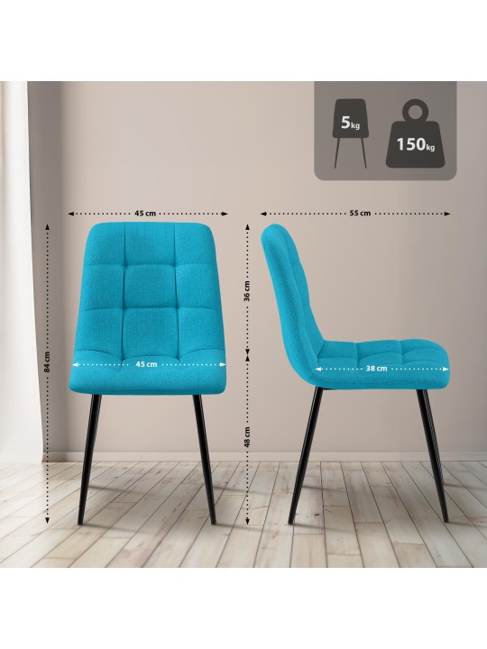 Chaise de salle à manger Tilde tissu, turquoise Chaise de salle à manger Tilde tissu, turquoise