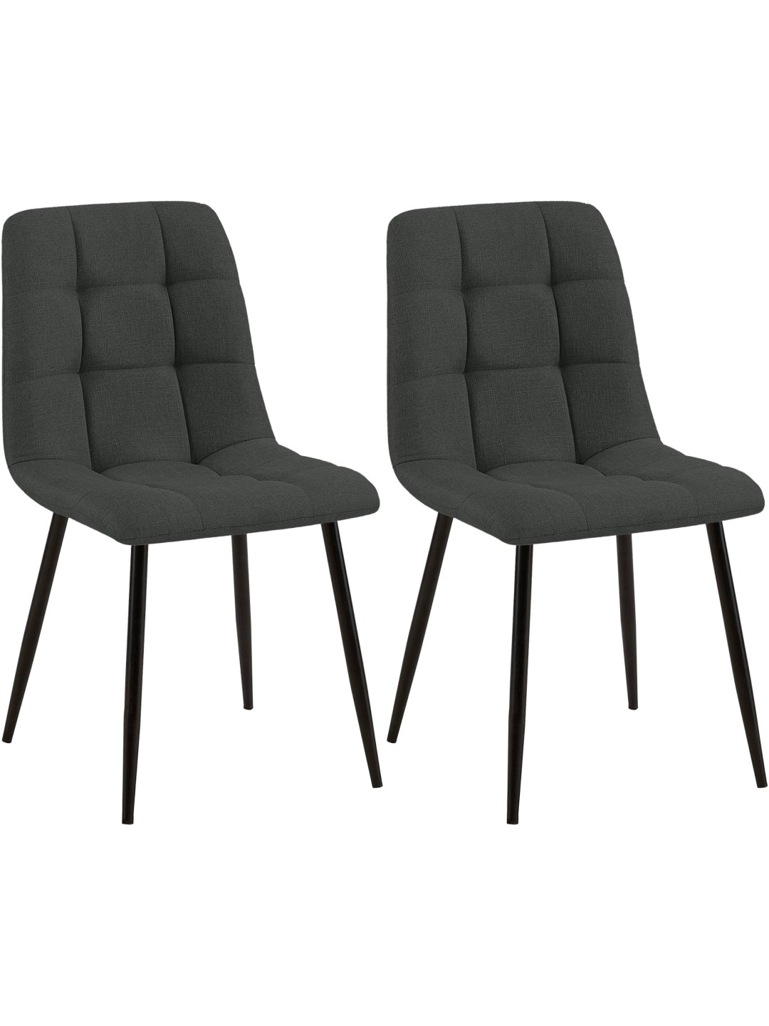 Lot de 2 chaises de salle à manger Tilde tissu, gris foncé