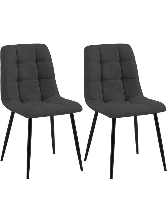 Lot de 2 chaises de salle à manger Tilde tissu, gris foncé
