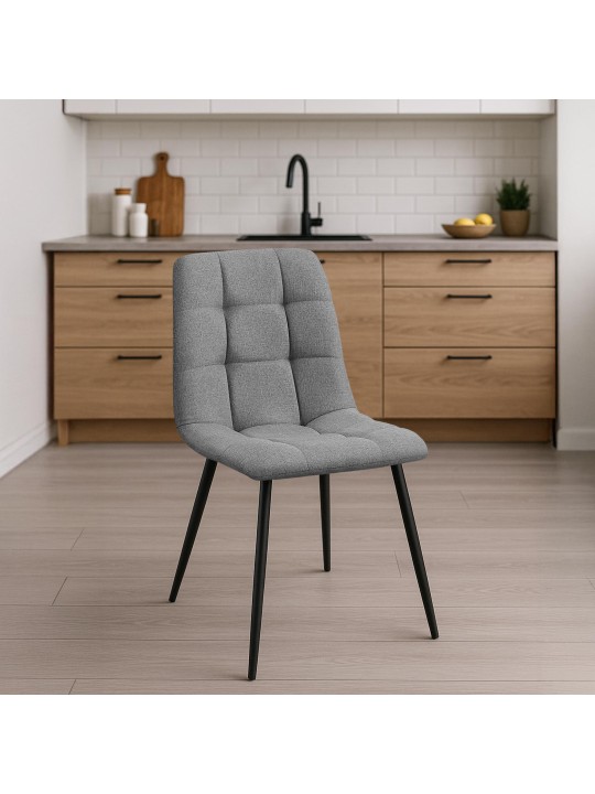 Lot de 2 chaises de salle à manger Tilde tissu, gris