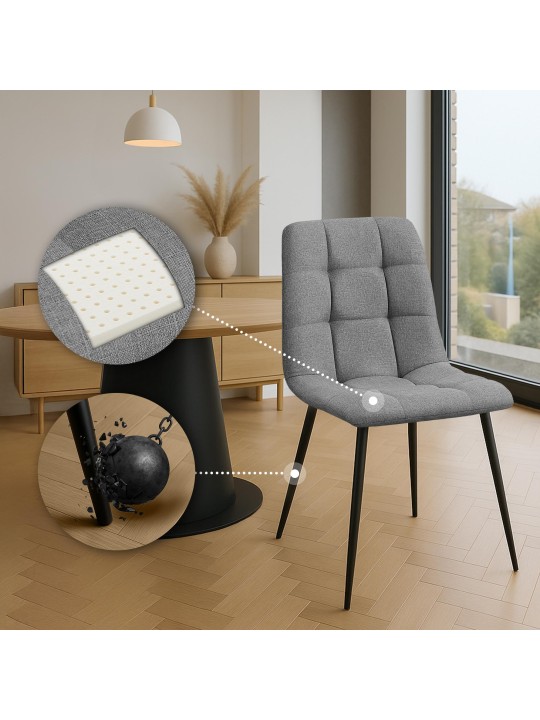 Lot de 2 chaises de salle à manger Tilde tissu, gris