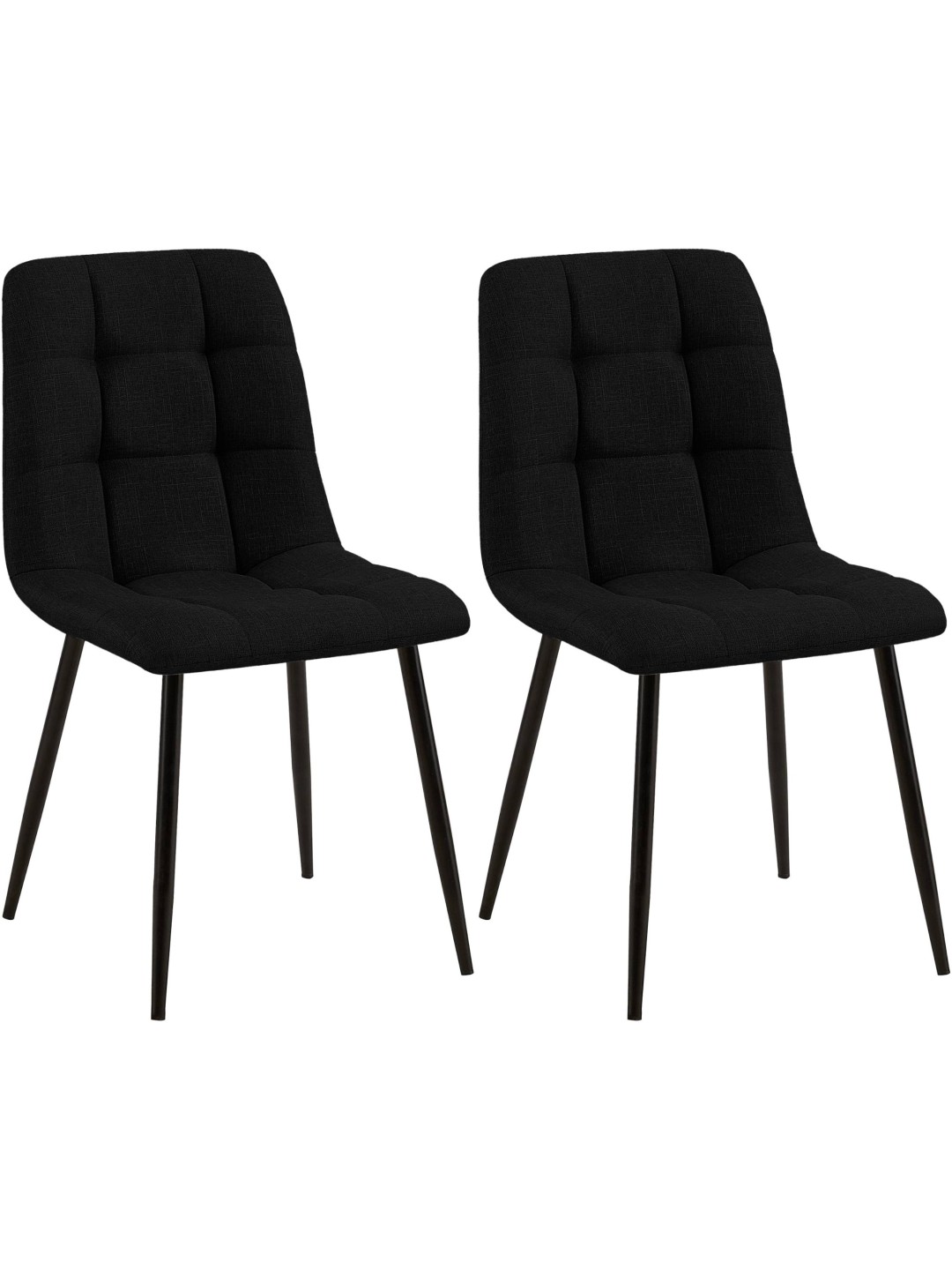 Lot de 2 chaises de salle à manger Tilde tissu, noir