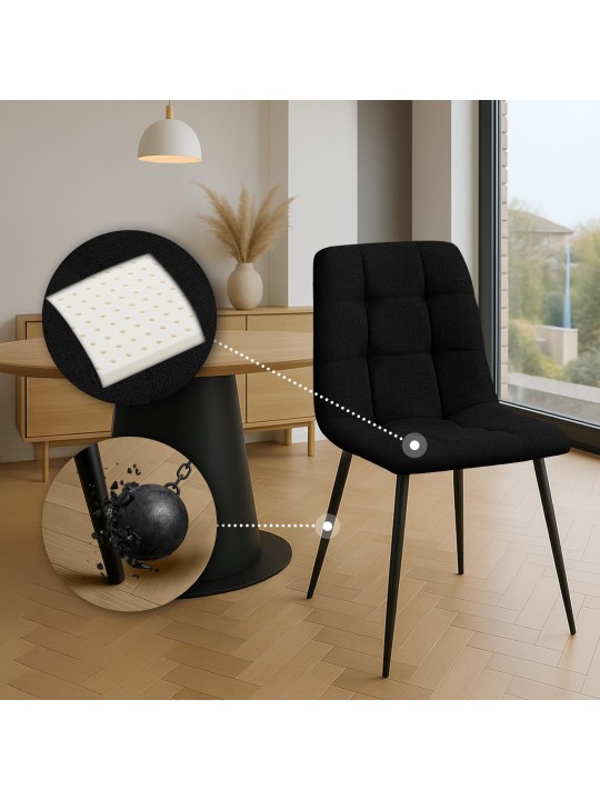 Lot de 2 chaises de salle à manger Tilde tissu, noir