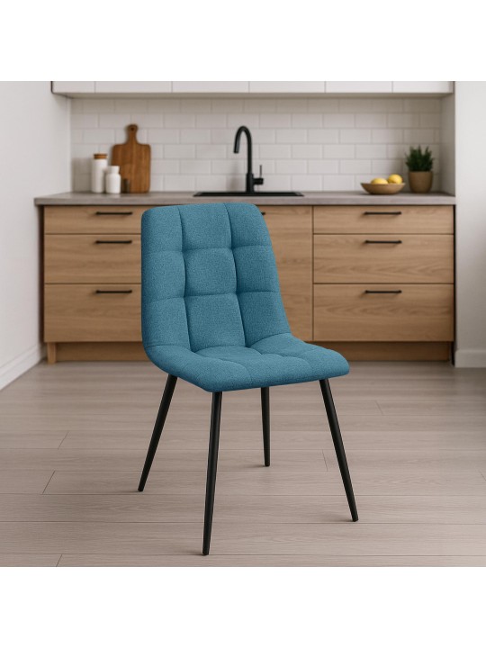 Lot de 2 chaises de salle à manger Tilde tissu, bleu