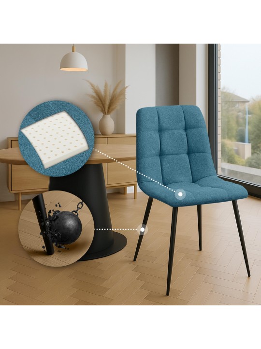Lot de 2 chaises de salle à manger Tilde tissu, bleu