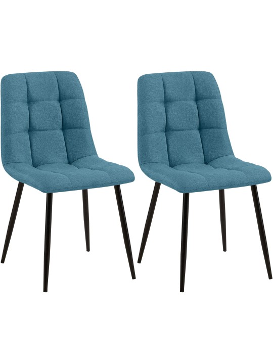 Lot de 2 chaises de salle à manger Tilde tissu, bleu
