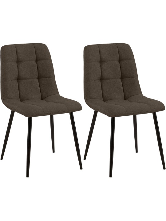 Lot de 2 chaises de salle à manger Tilde tissu, brun