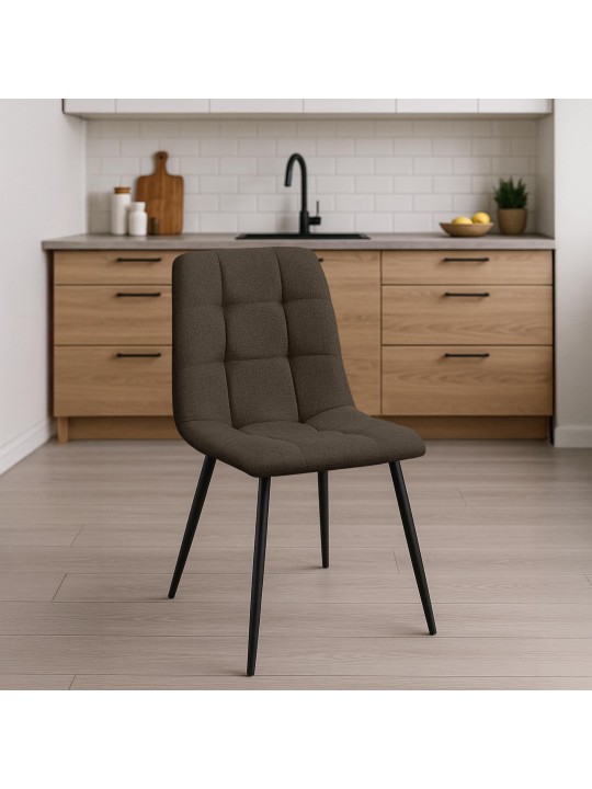 Lot de 2 chaises de salle à manger Tilde tissu, brun