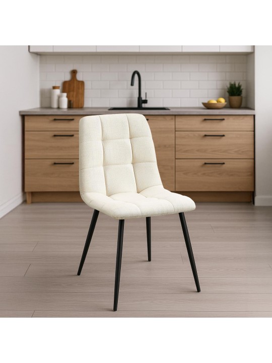 Lot de 2 chaises de salle à manger Tilde tissu, crème