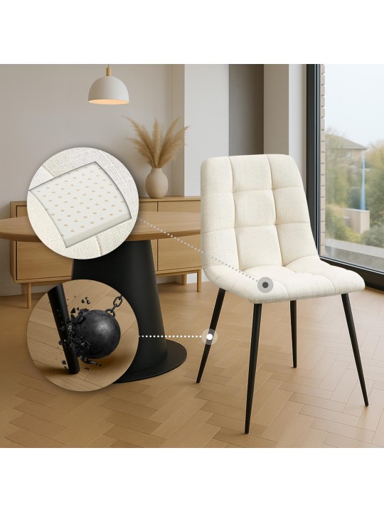 Lot de 2 chaises de salle à manger Tilde tissu, crème