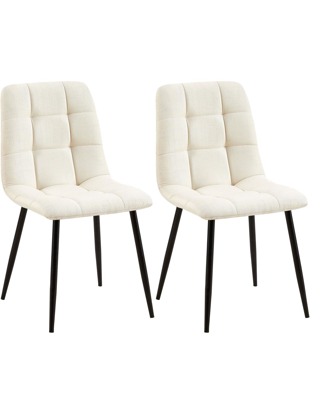 Lot de 2 chaises de salle à manger Tilde tissu, crème