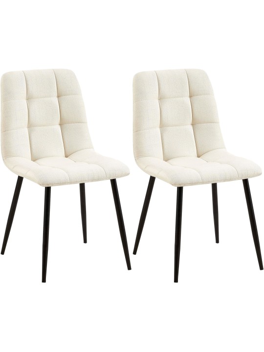 Lot de 2 chaises de salle à manger Tilde tissu, crème