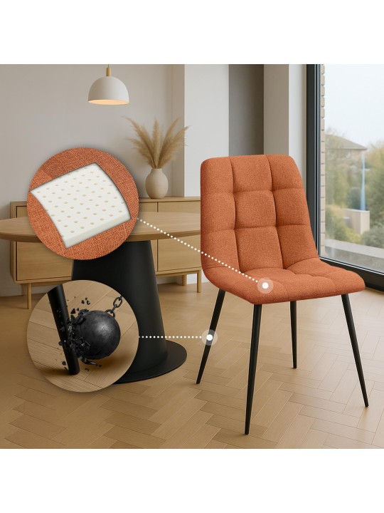 Lot de 2 chaises de salle à manger Tilde tissu, orange