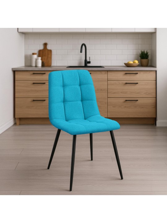 Lot de 2 chaises de salle à manger Tilde tissu, turquoise Lot de 2 chaises de salle à manger Tilde tissu, turquoise