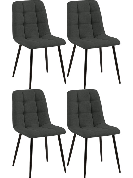 Lot de 4 chaises de salle à manger Tilde tissu, gris foncé