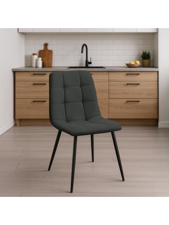 Lot de 4 chaises de salle à manger Tilde tissu, gris foncé