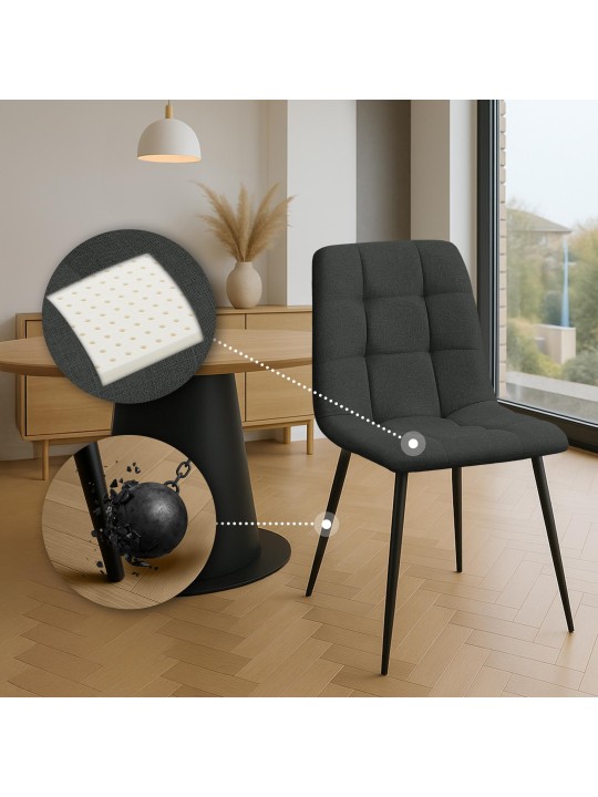 Lot de 4 chaises de salle à manger Tilde tissu, gris foncé