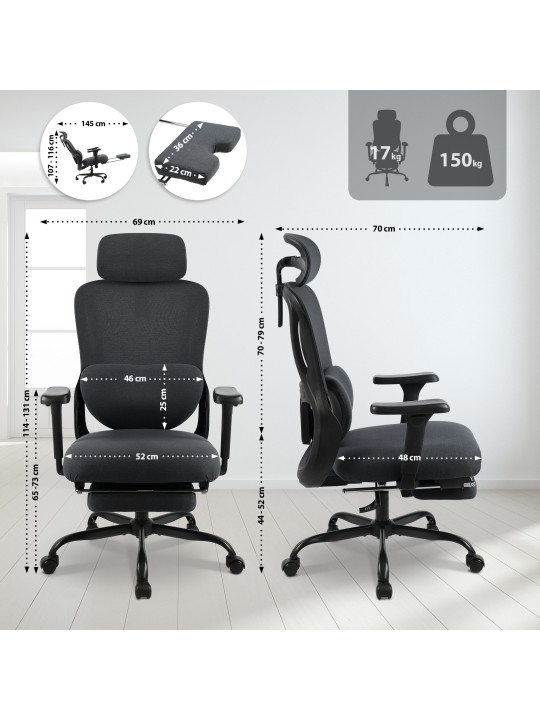 Chaise de bureau Leesburg, noir/noir