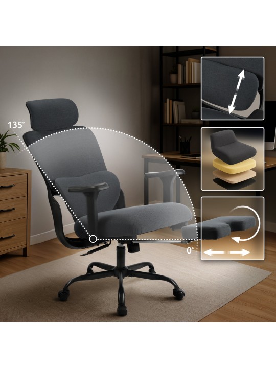 Chaise de bureau Leesburg, noir/noir