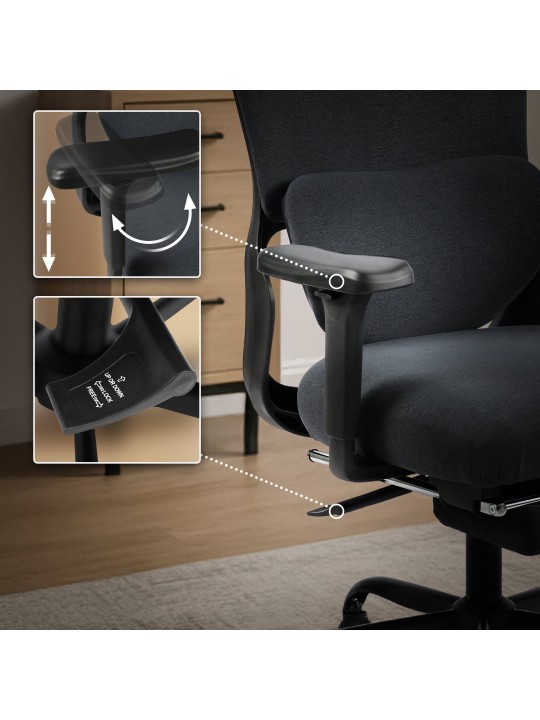 Chaise de bureau Leesburg, noir/noir