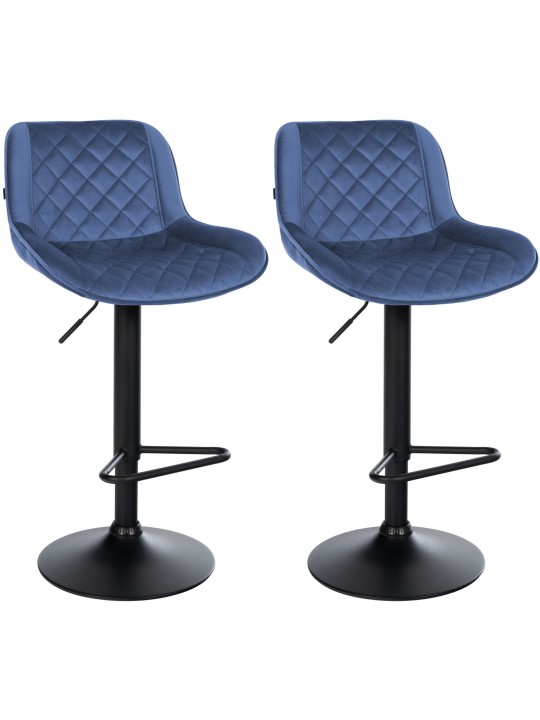 Lot de 2 tabourets de bar Kasson velours, bleu