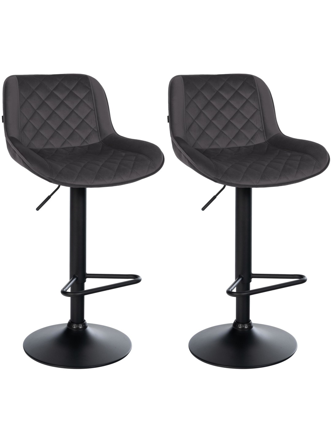 Lot de 2 tabourets de bar Kasson velours, noir