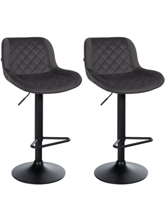 Lot de 2 tabourets de bar Kasson velours, noir