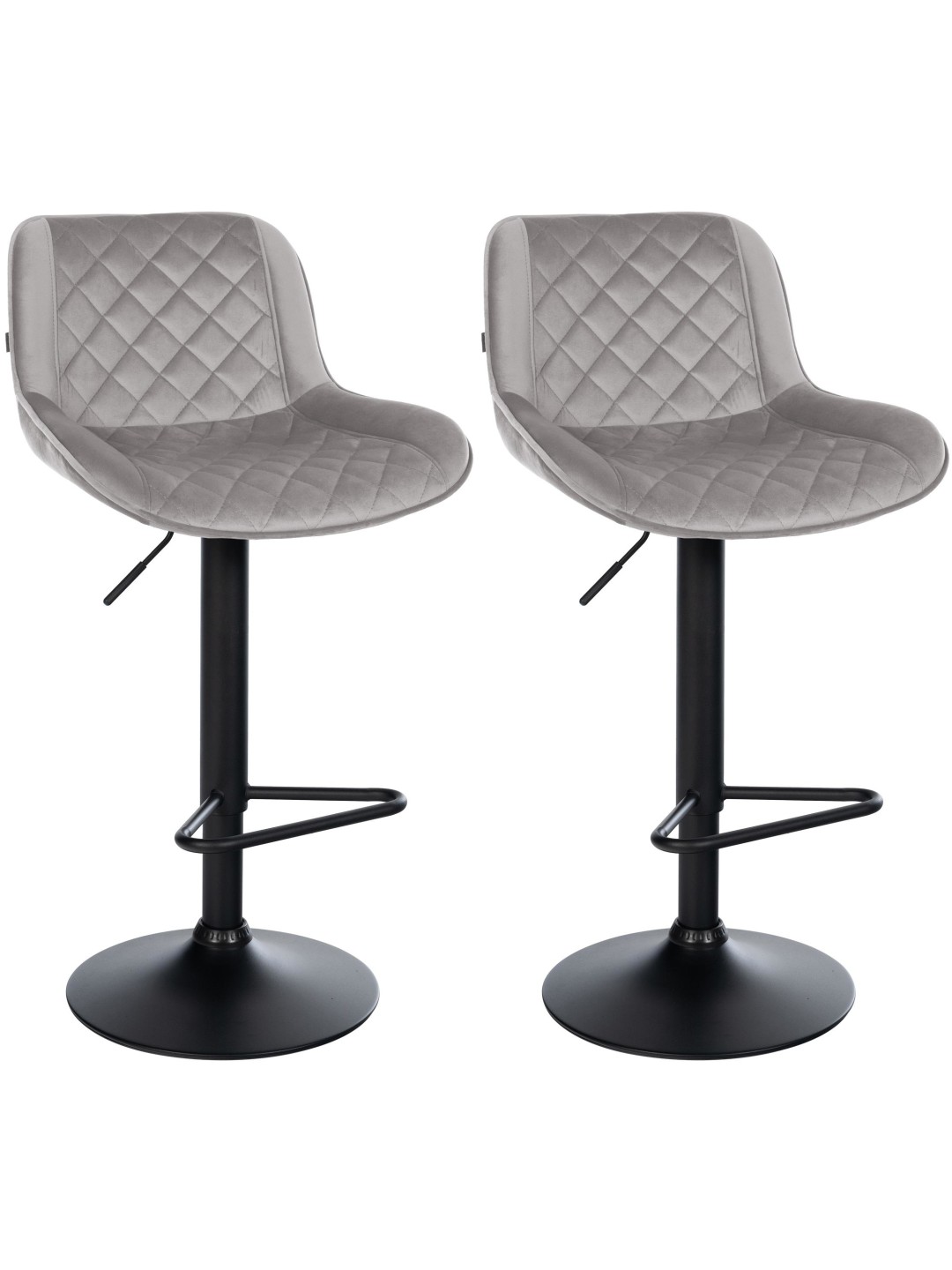 Lot de 2 tabourets de bar Kasson velours, gris