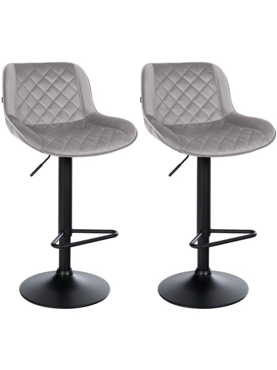Lot de 2 tabourets de bar Kasson velours, gris