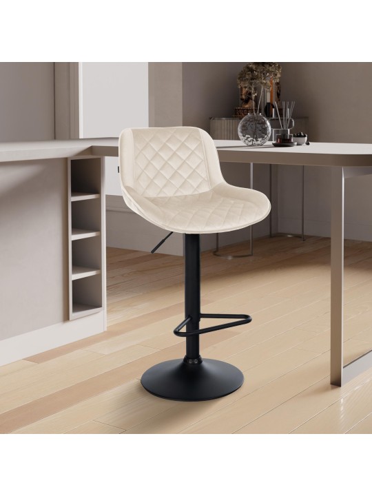 Lot de 2 tabourets de bar Kasson velours, crème Lot de 2 tabourets de bar Kasson velours, crème