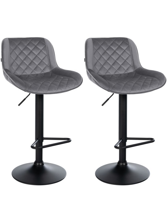 Lot de 2 tabourets de bar Kasson velours, gris foncé