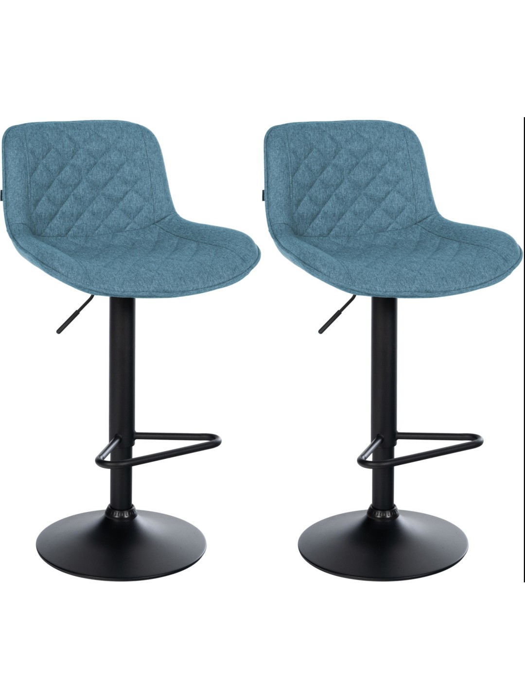 Lot de 2 tabourets de bar Kasson tissu, bleu