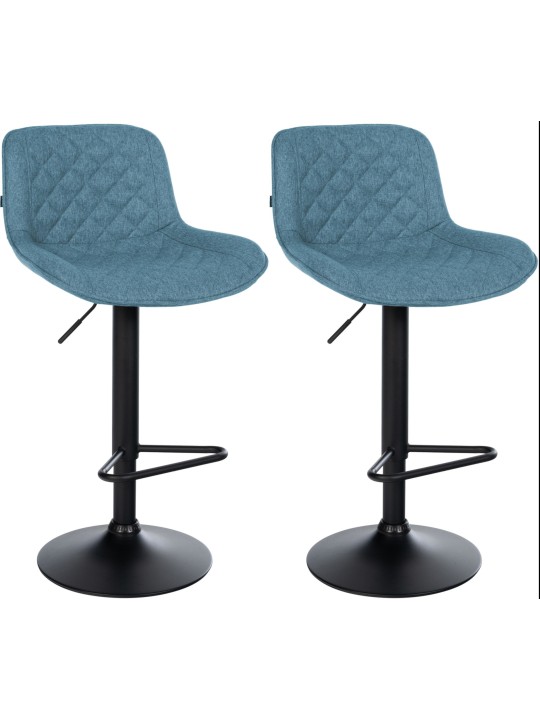 Lot de 2 tabourets de bar Kasson tissu, bleu