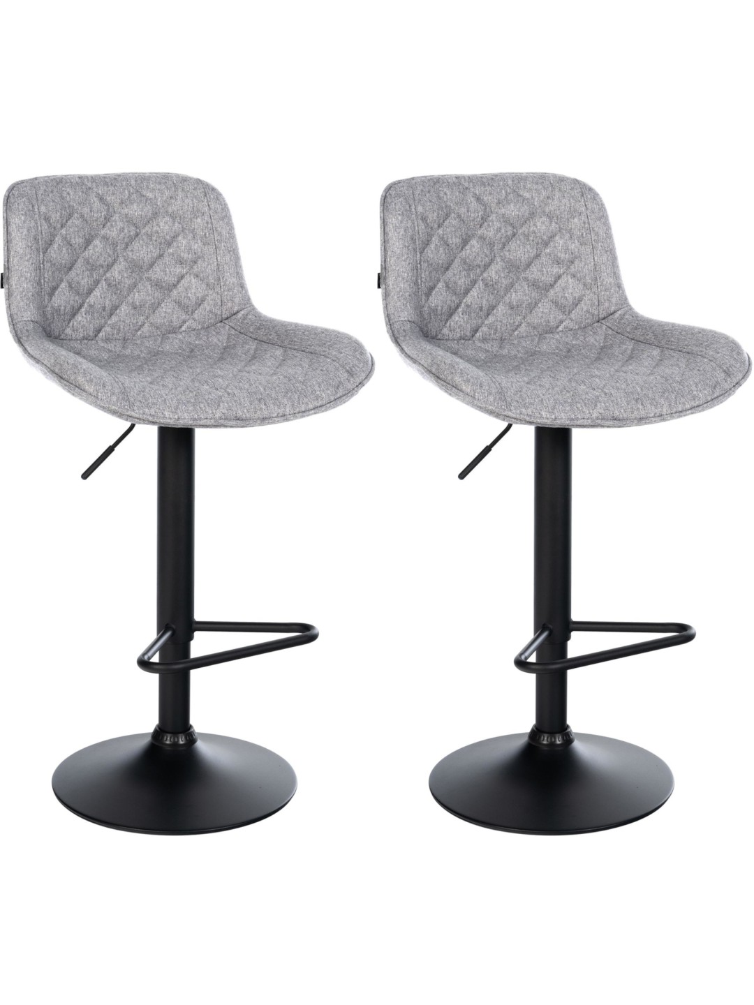 Lot de 2 tabourets de bar Kasson tissu, gris