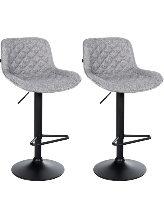 Lot de 2 tabourets de bar Kasson tissu, gris