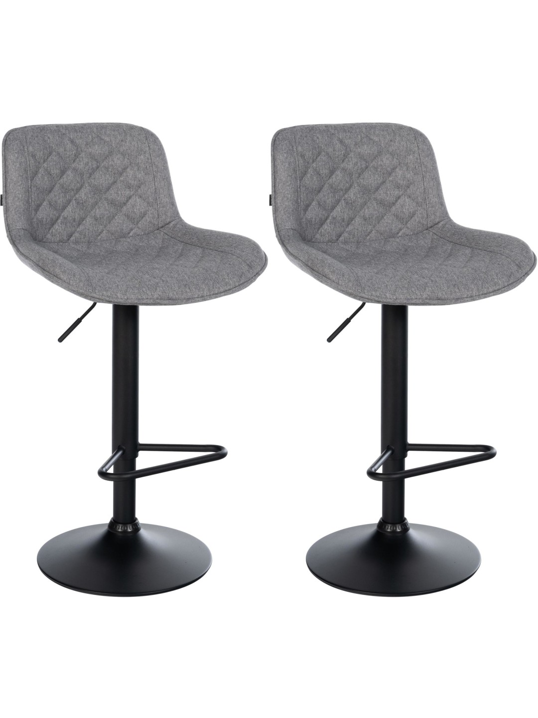 Lot de 2 tabourets de bar Kasson tissu, gris foncé