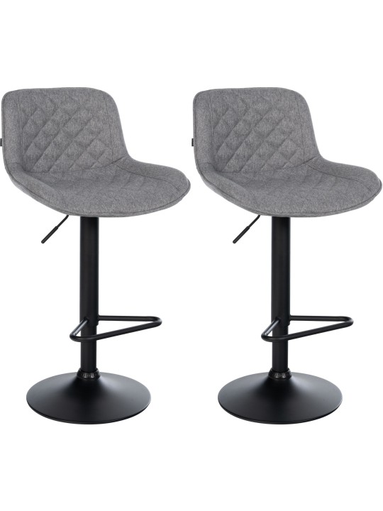 Lot de 2 tabourets de bar Kasson tissu, gris foncé
